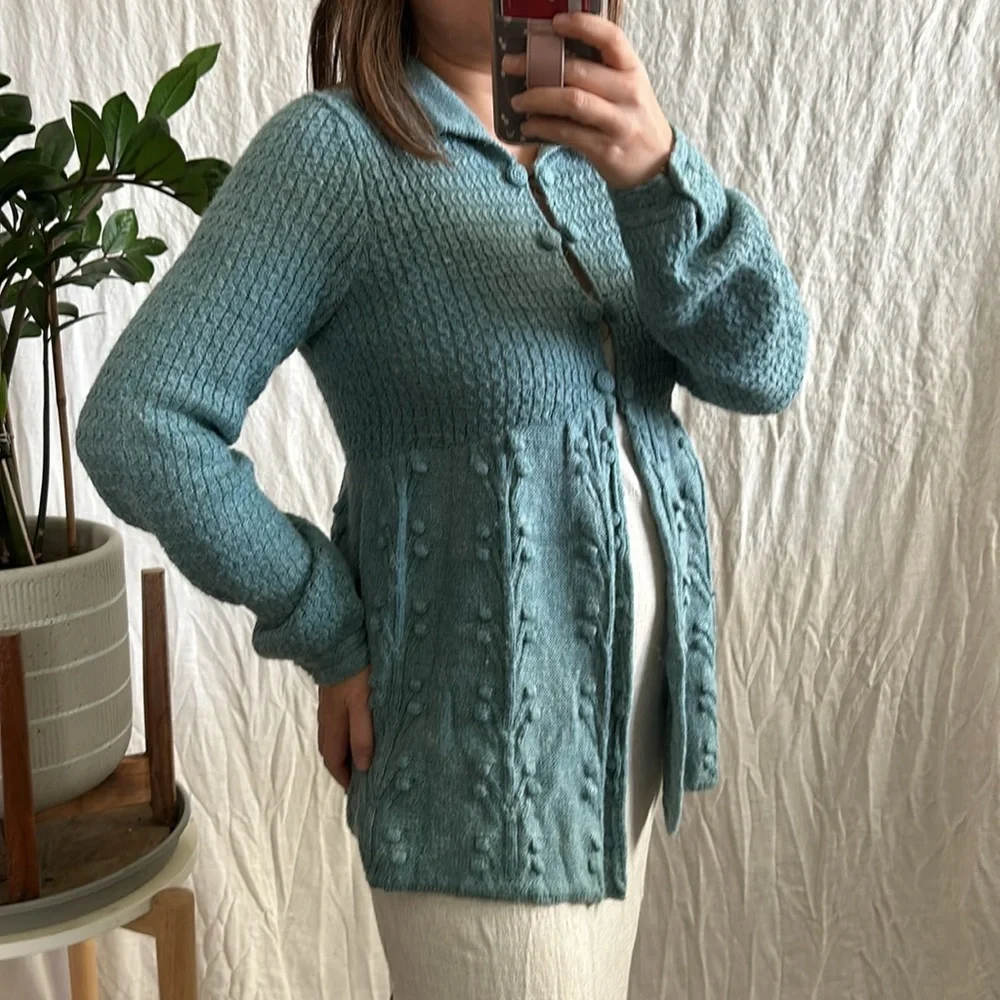 Anthropologie x Sleeping in Snow Pebble Pom Pom cardigan. Size M
